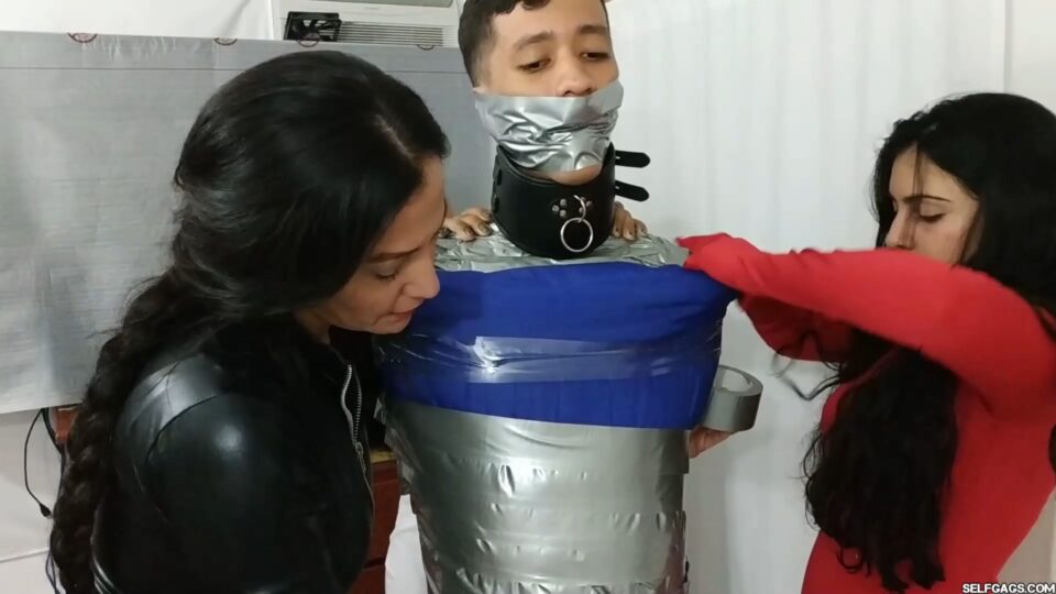 Latino Hunk Heavily Mummified by Cooperative Femdom Women — gallery-3