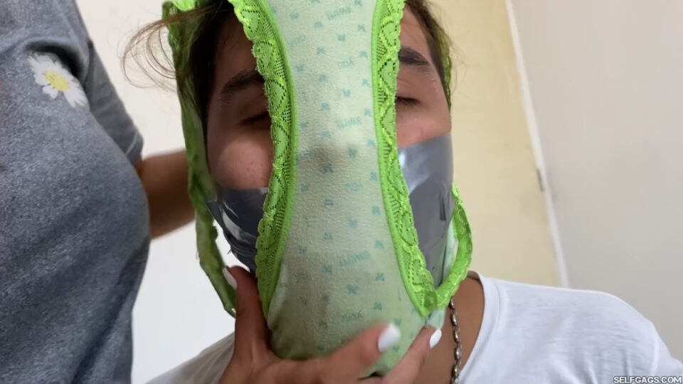 Lazy Bound Step-Brother Effectively Gagged And Hooded With Step-Sister’s Dirty Panties! — gallery-6