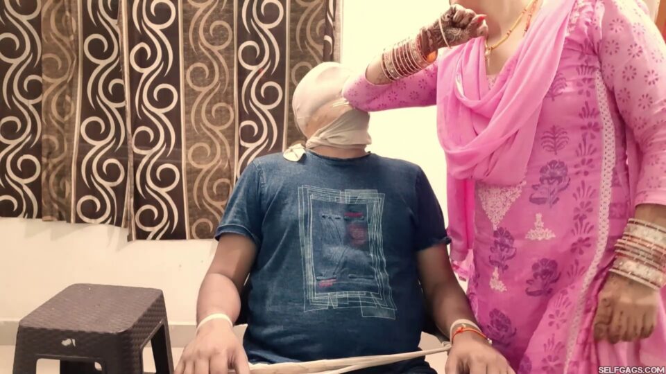 Pantyhose Hooded Bondage Humiliation For Gagged Husband! — gallery-6