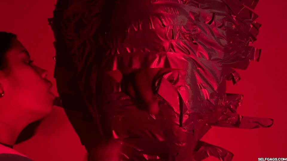 Red Room Wall-Taped Slave: Mistress Diana Edges & Tapes His Cock Mid-Orgasm — gallery-3