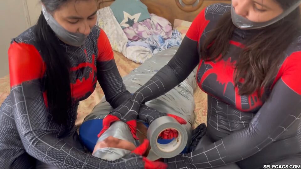 Thief Mummified By Tape Gag Loving Spider-Girls! — gallery-4